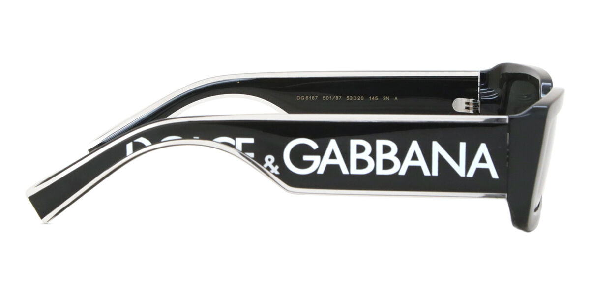 Dolce & Gabbana DG6187 501/87 Rectangle Black Sunglasses