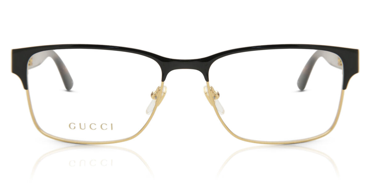 Gucci GG0750O 002 Square Black Havana Gold Eyeglasses