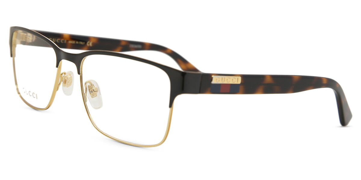 Gucci GG0750O 002 Square Black Havana Gold Eyeglasses