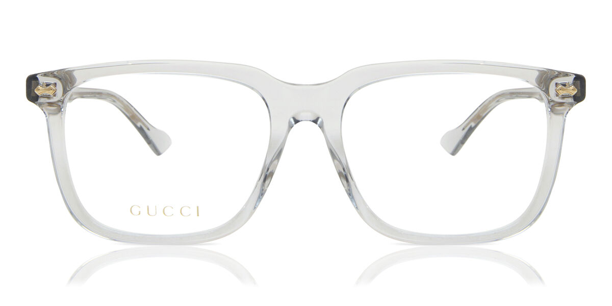 Gucci GG0737O 016 Square Shiny Transparent Grey Eyeglasses