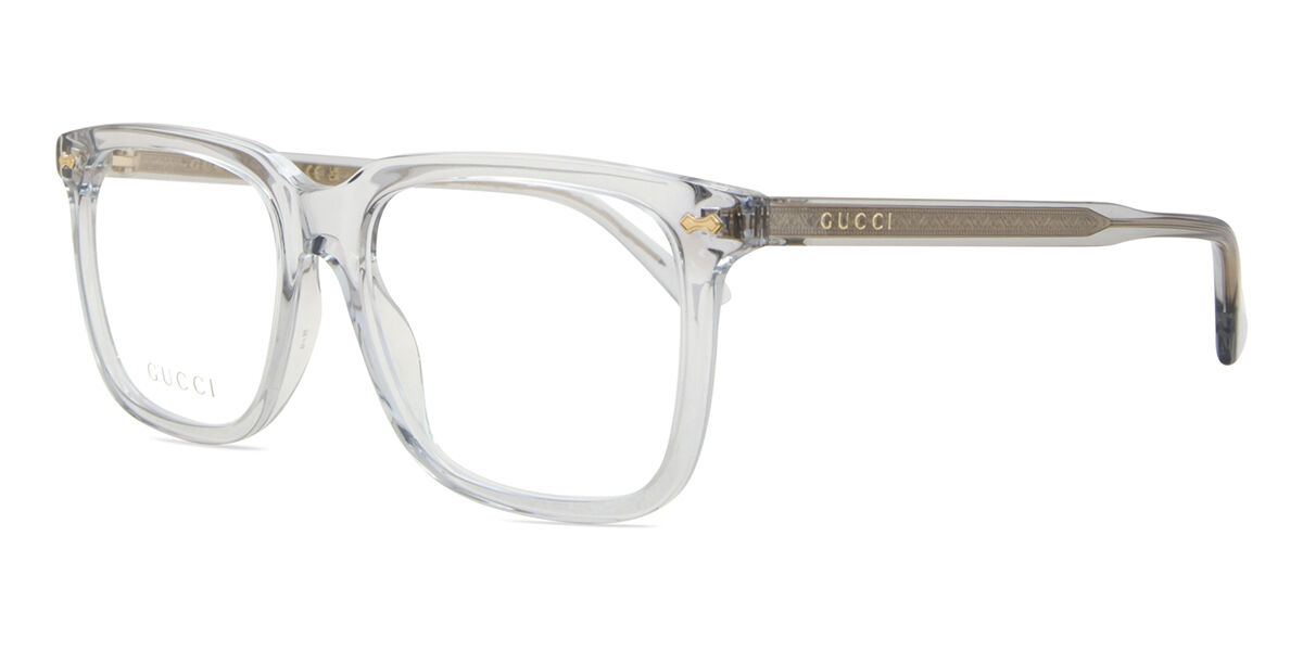 Gucci GG0737O 016 Square Shiny Transparent Grey Eyeglasses