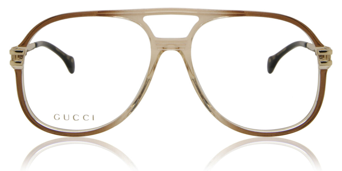 Gucci GG1106O 001 Shiny Transparent Brown Eyeglasses