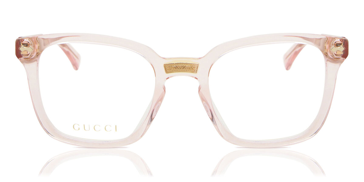 Gucci GG0184O 013 Square Transparent Pink Eyeglasses