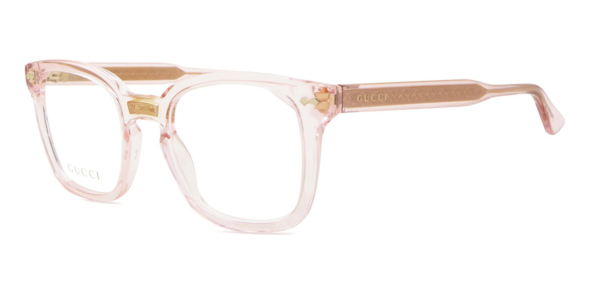 Gucci GG0184O 013 Square Transparent Pink Eyeglasses