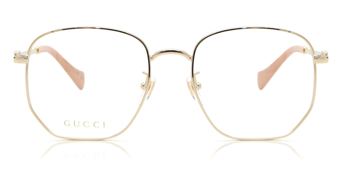 Gucci GG1420OK Asian Fit 003 Geometric Gold Eyeglasses
