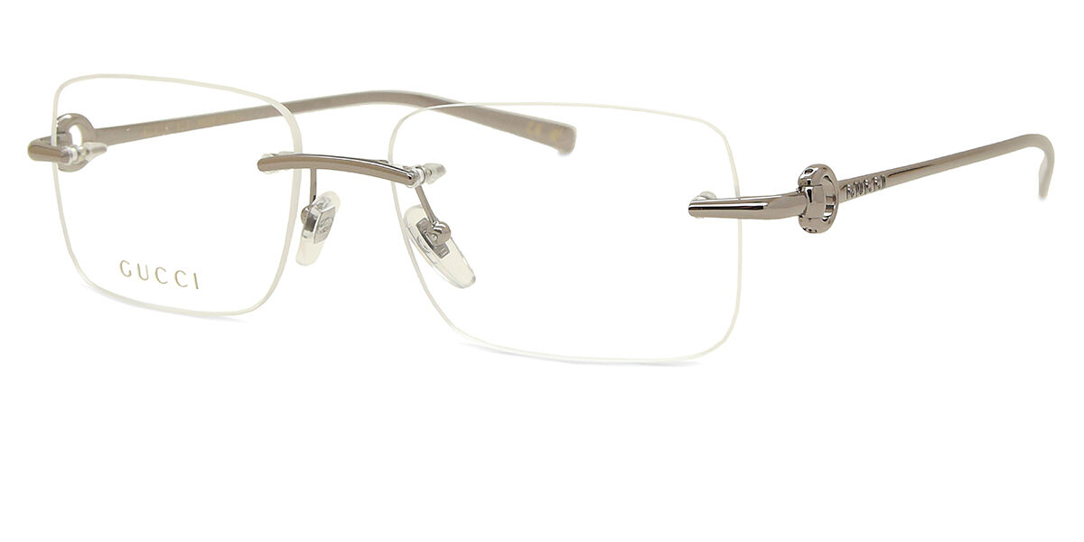 Gucci GG1703O 001 Rectangle Gunmetal Eyeglasses | SmartBuyGlasses