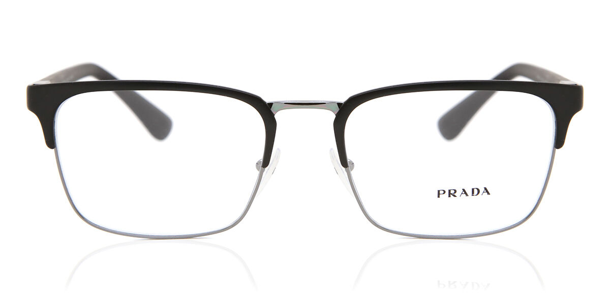 Prada PR 54TV 1BO1O1 Browline Matte Black Eyeglasses