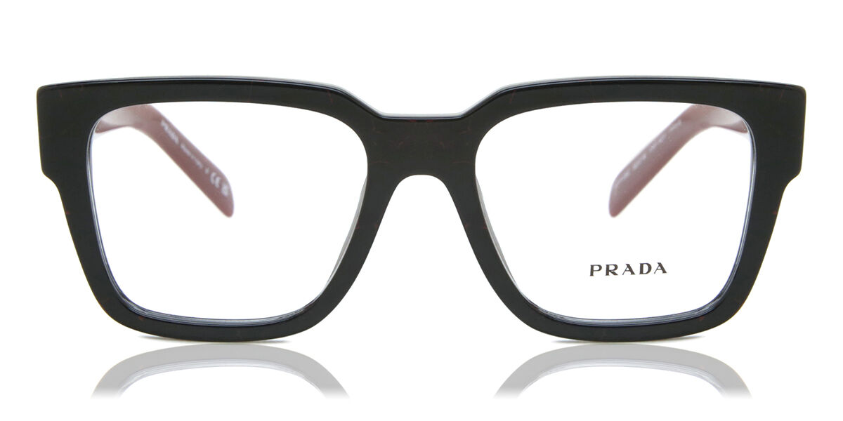 Prada PR 08ZV 16R1O1 Square Black Turtle Malt Tortoise Eyeglasses Prada PR 08ZV 16R1O1 Square Black Turtle Malt Tortoise Eyeglasses