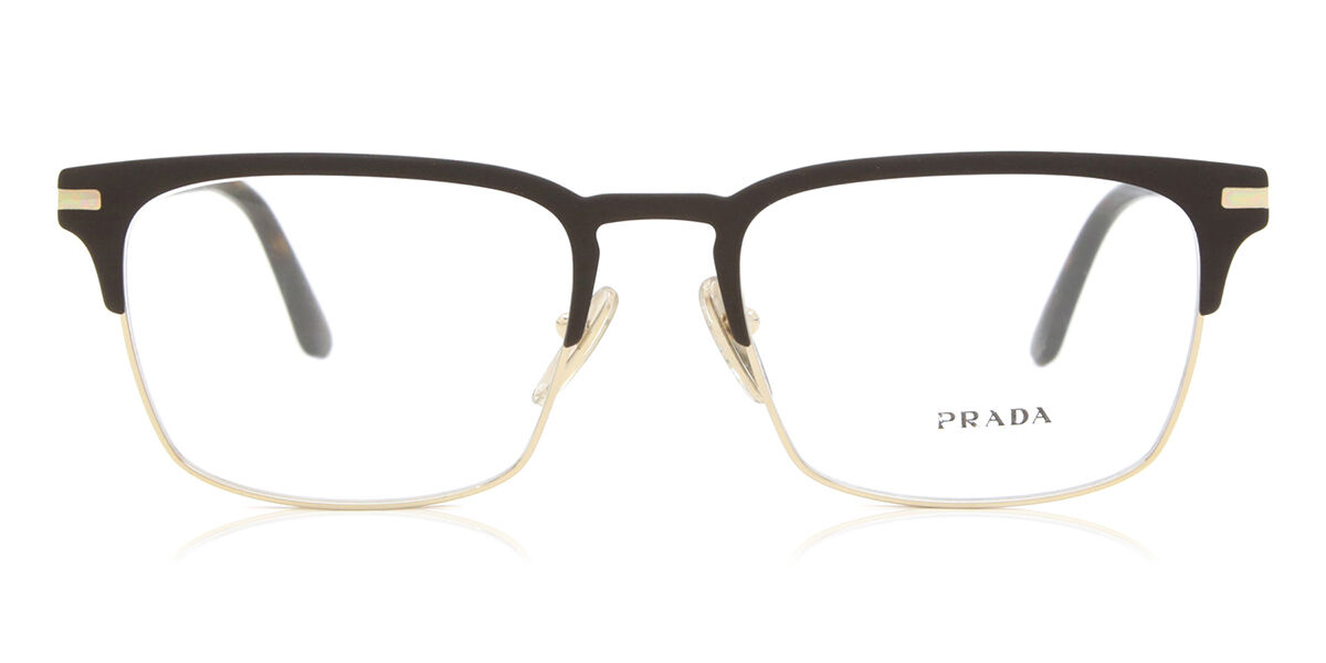 Prada PR 58ZV Asian Fit 01U1O1 Rectangle Matte Gunmetal Pale Gold