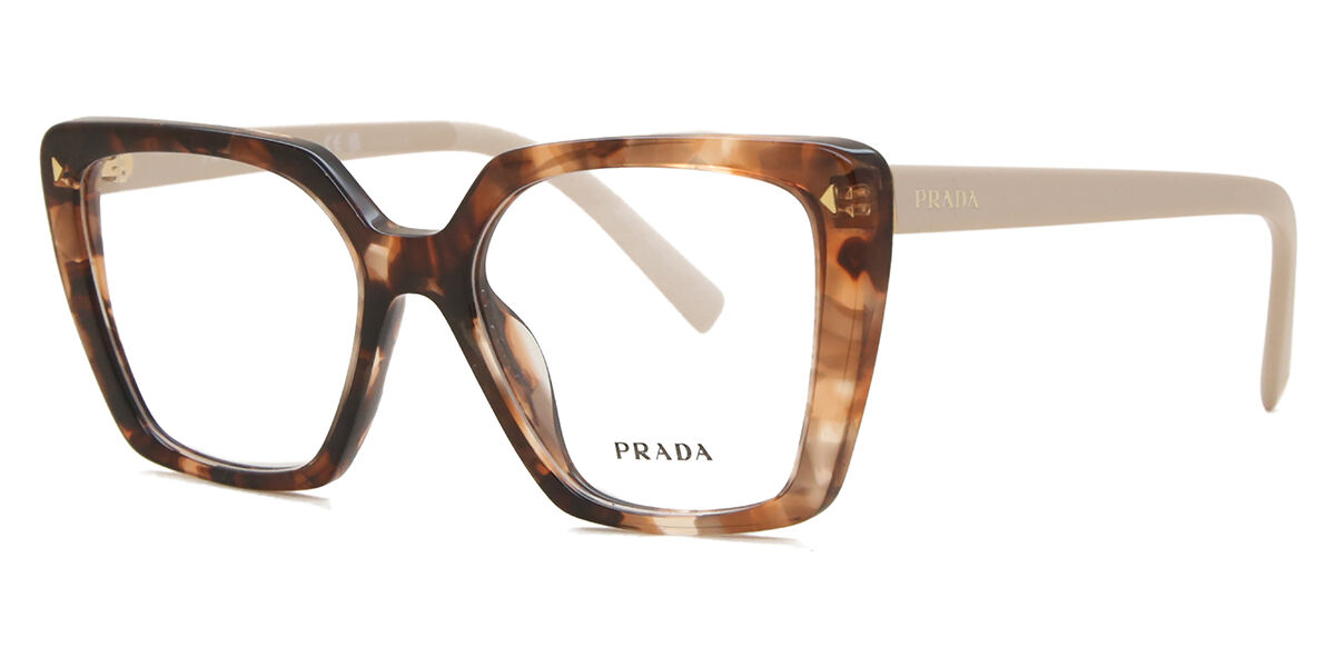 Prada PR 16ZV 07R1O1 Cat Eye Caramel Brown Tortoise Eyeglasses