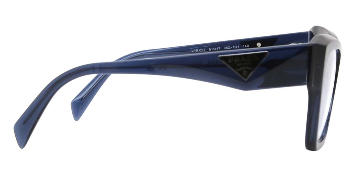 Prada PR 09ZV 08Q1O1 Cat Eye Transparent Blue Eyeglasses