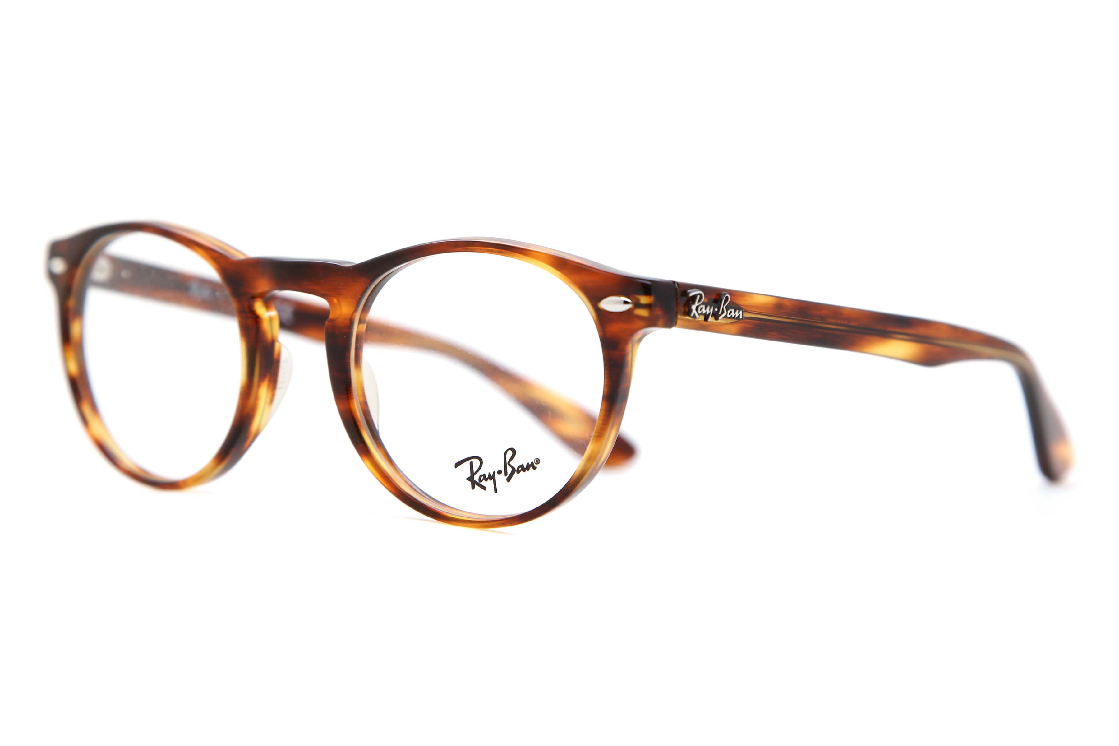 ばぁばです Ray-Ban RX5283 Icons 2144 Oval Striped Havana Eyeglasses