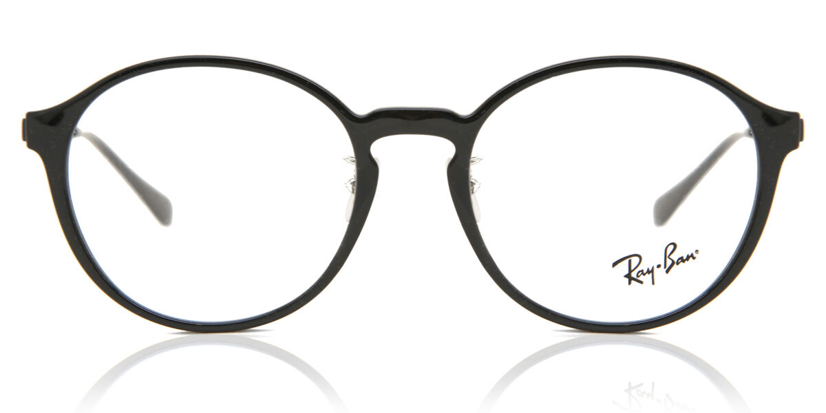 Ray-Ban RX7178D Asian Fit 5725 Round Shiny Black Eyeglasses
