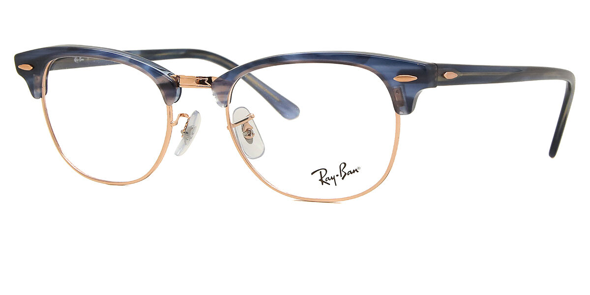 Ray-Ban RX5154 Clubmaster 8374 Browline Blue Striped/Rose Gold