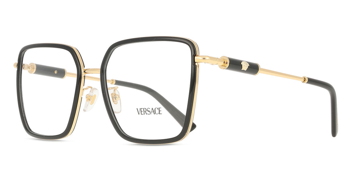 Versace VE1294D Asian Fit 1511 Square Black/Gold Eyeglasses