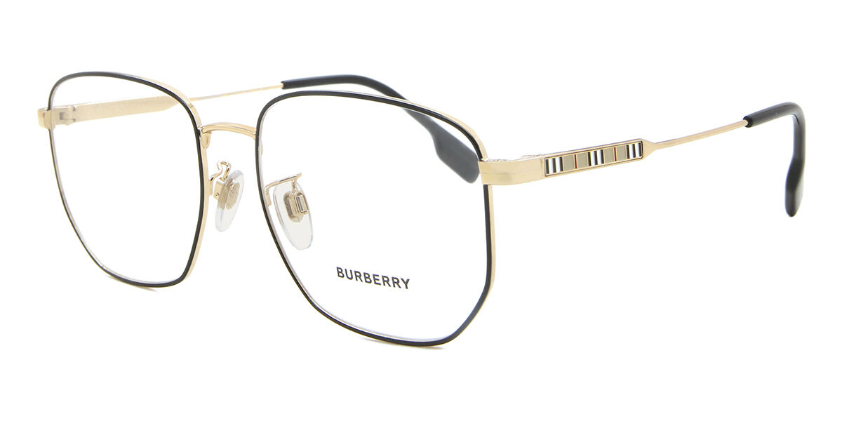 Burberry BE1352D Asian Fit 1318 Geometric Gold Black Eyeglasses