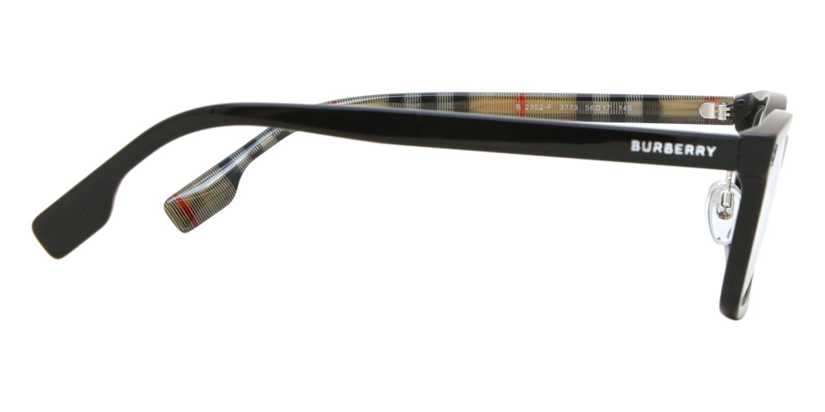 Burberry BE2352F Asian Fit 3773 Rectangle Shiny Black Eyeglasses