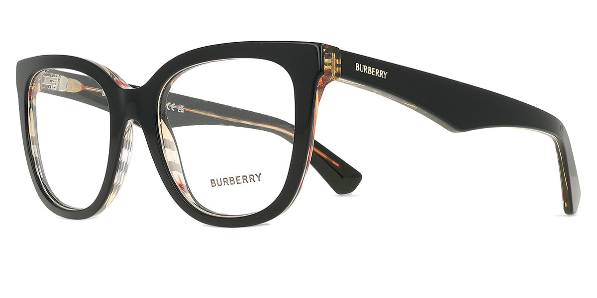Burberry BE2415 4121 Square Black On Vintage Checkered Eyeglasses