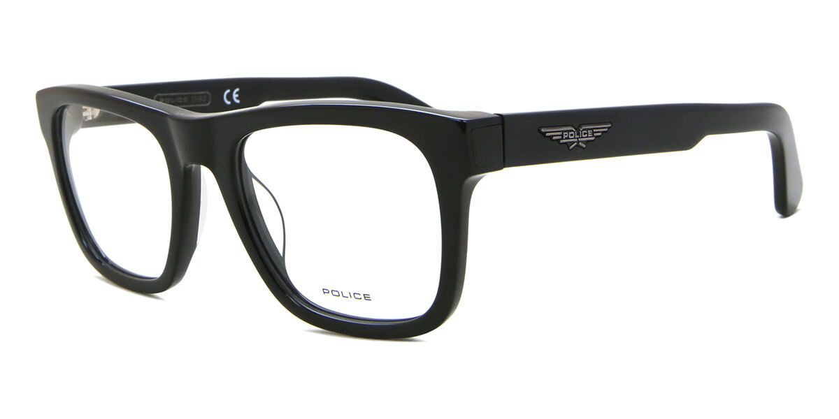 Police VPLE37N ORIGINS BULLET 1 0700 Square Shiny Black Eyeglasses