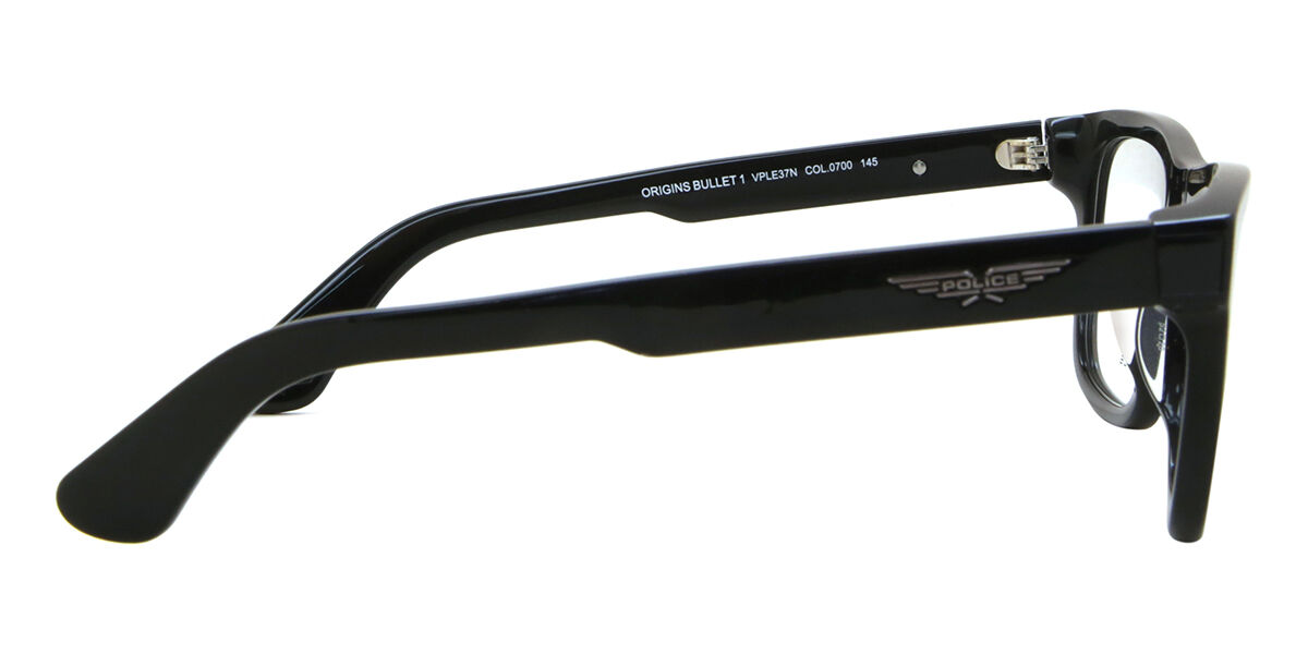 Police VPLE37N ORIGINS BULLET 1 0700 Square Shiny Black Eyeglasses