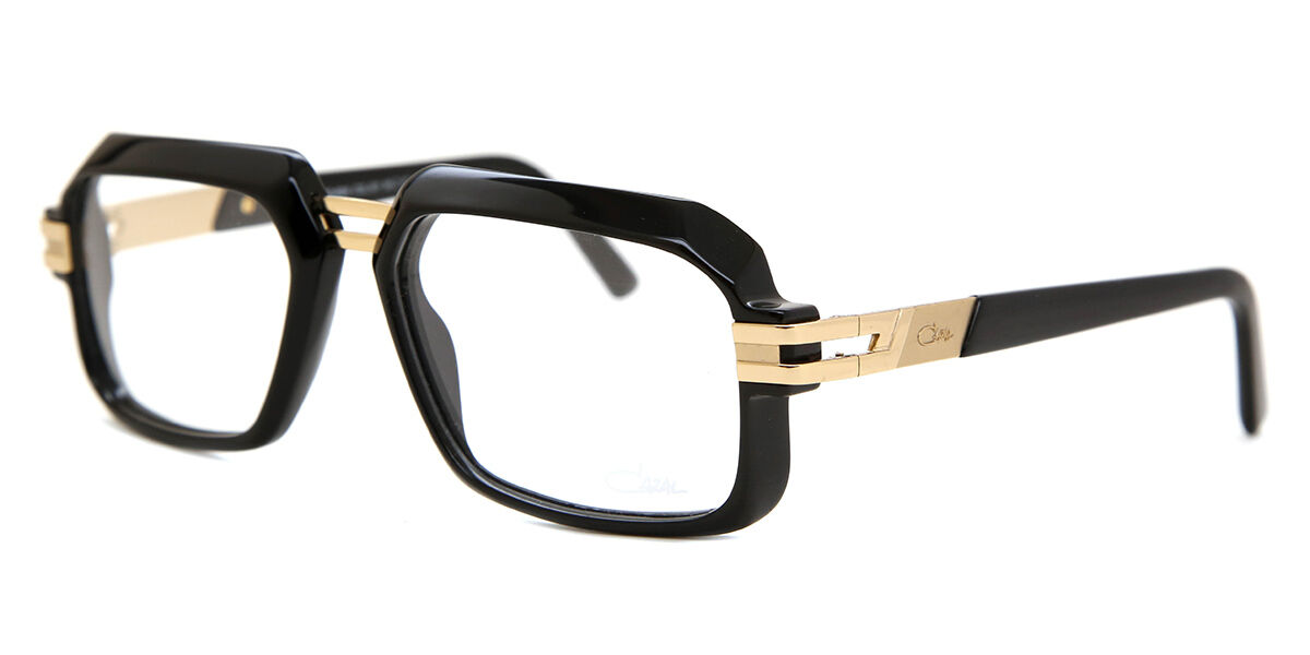 Cazal 6004 001 Rectangle Shiny Black Gold Eyeglasses