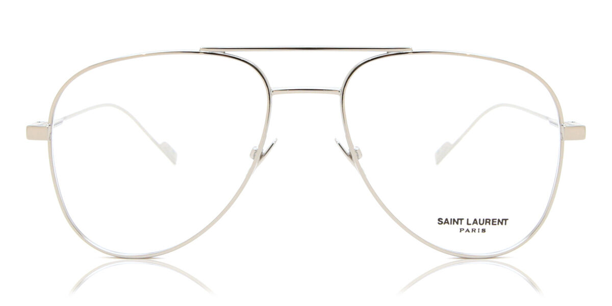 Saint Laurent CLASSIC 11 YSL 002 Pilot Shiny Silver Eyeglasses