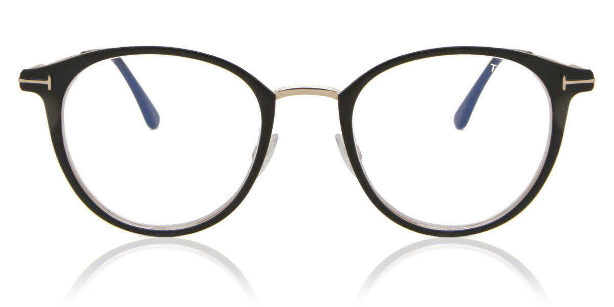 Tom Ford FT5528-B 002 Blue-Light Block Round Matte Black