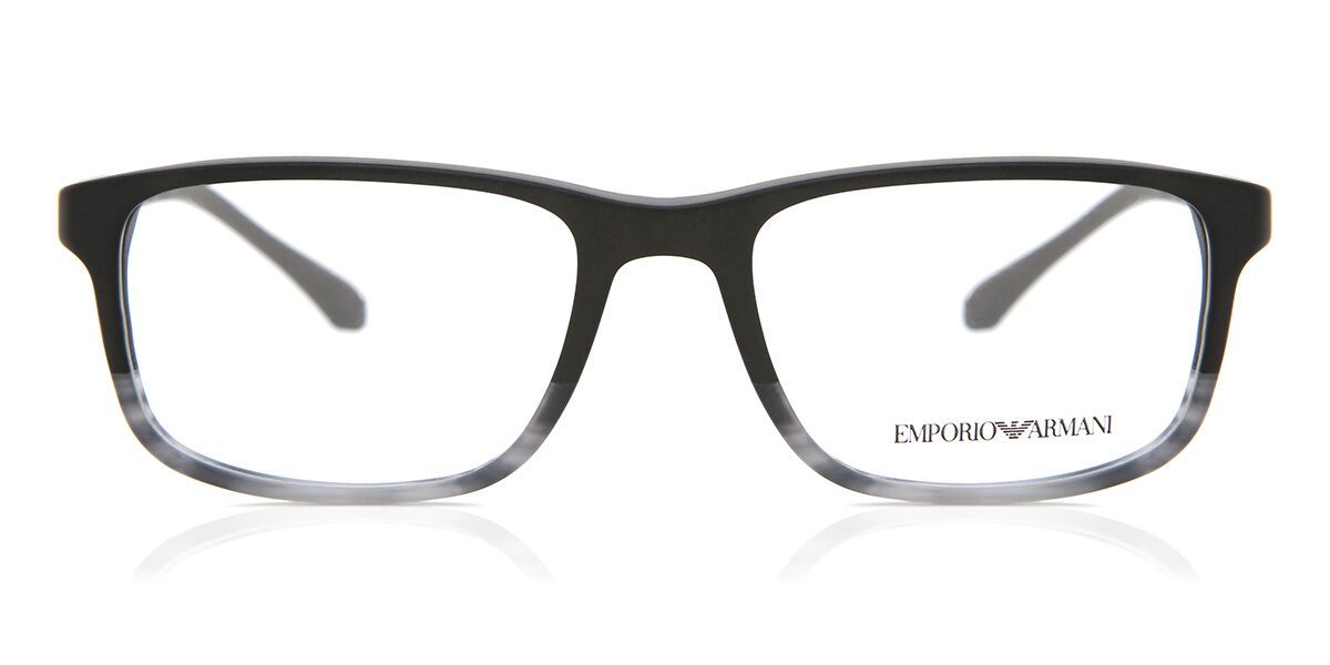 Emporio Armani EA3098 5566 Rectangle Black/Striped Grey Eyeglasses