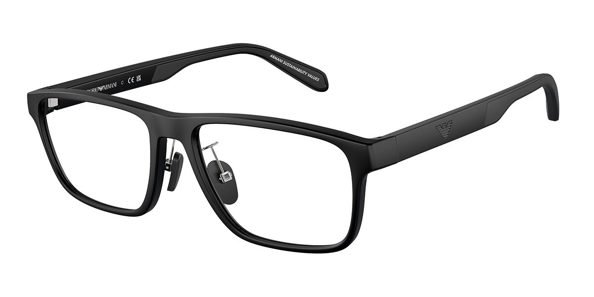 Emporio Armani EA3233F Asian Fit 5001 Rectangle Matte Black